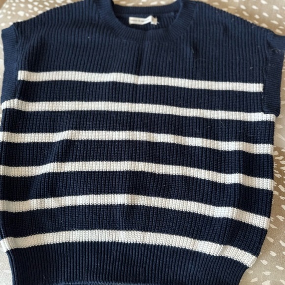 Blue and White Striped Crew Neck Sweater - Picture 2 of 2